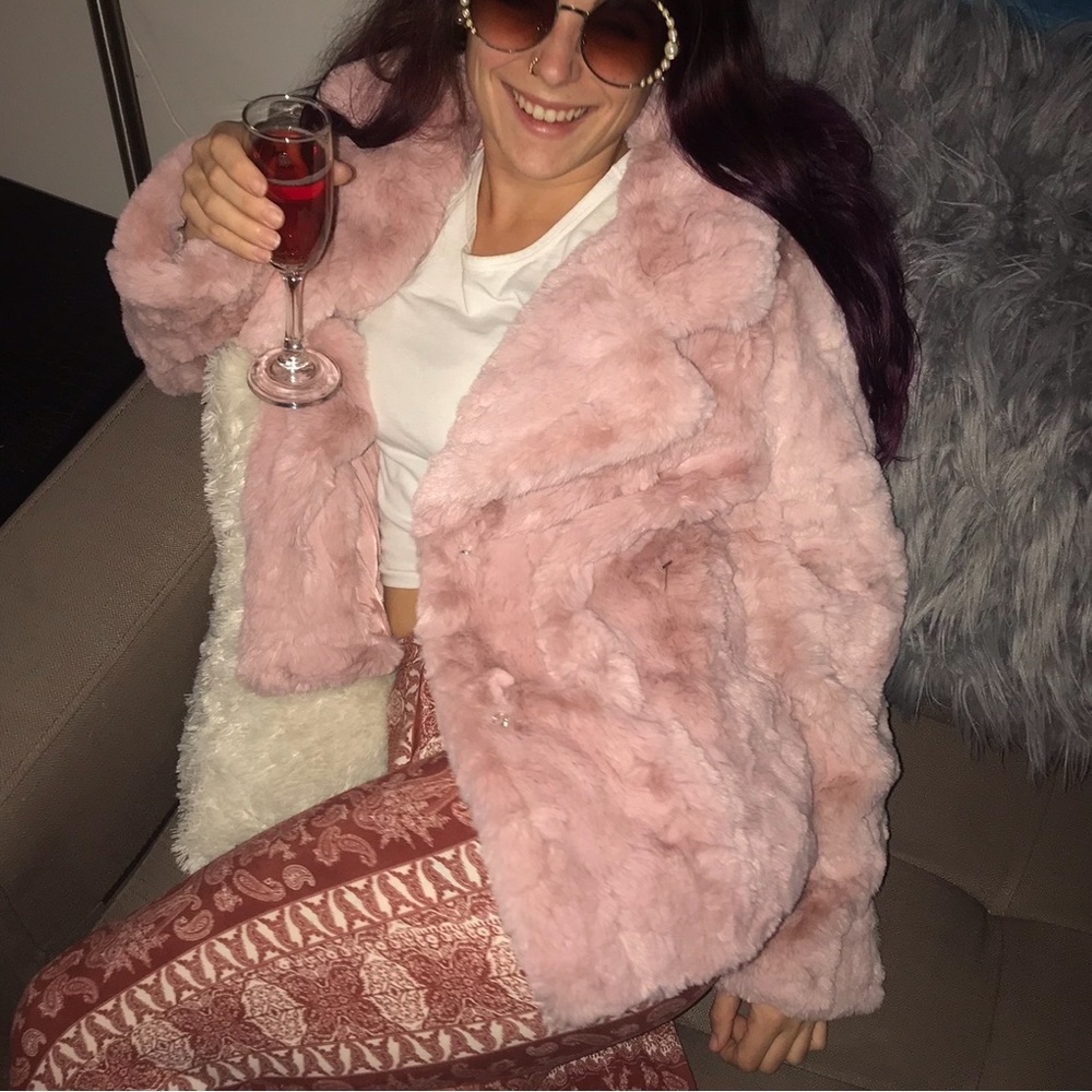 Pink Faux Fur Coat
